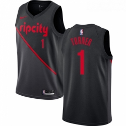 Womens Nike Portland Trail Blazers 1 Evan Turner Swingman Black NBA Jersey 2018 19 City Edition