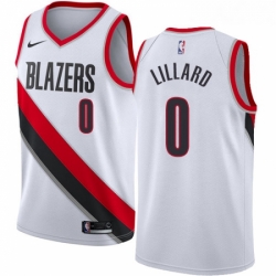 Youth Nike Portland Trail Blazers 0 Damian Lillard Swingman White Home NBA Jersey Association Edition