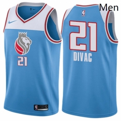 Mens Nike Sacramento Kings 21 Vlade Divac Swingman Blue NBA Jersey City Edition