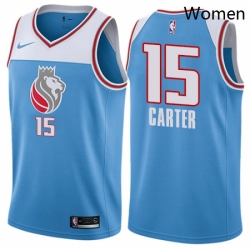 Womens Nike Sacramento Kings 15 Vince Carter Swingman Blue NBA Jersey City Edition 