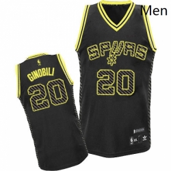 Mens Adidas San Antonio Spurs 20 Manu Ginobili Authentic Black Electricity Fashion NBA Jersey