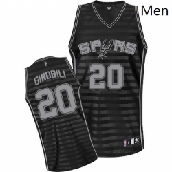 Mens Adidas San Antonio Spurs 20 Manu Ginobili Authentic BlackGrey Groove NBA Jersey