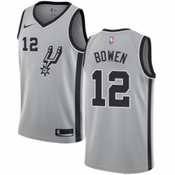 Mens Nike San Antonio Spurs 12 Bruce Bowen Swingman Silver Alternate NBA Jersey Statement Edition