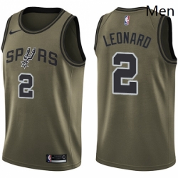 Mens Nike San Antonio Spurs 2 Kawhi Leonard Swingman Green Salute to Service NBA Jersey