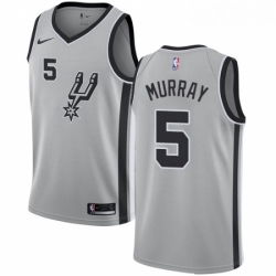 Mens Nike San Antonio Spurs 5 Dejounte Murray Swingman Silver Alternate NBA Jersey Statement Edition