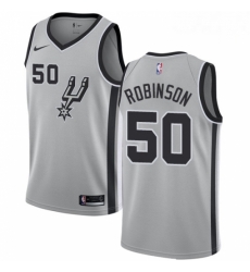 Mens Nike San Antonio Spurs 50 David Robinson Authentic Silver Alternate NBA Jersey Statement Edition