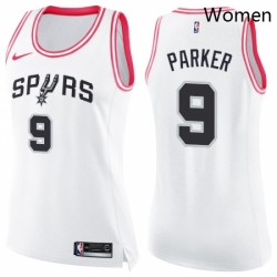 Womens Nike San Antonio Spurs 9 Tony Parker Swingman WhitePink Fashion NBA Jersey