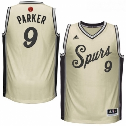 Youth Adidas San Antonio Spurs 9 Tony Parker Authentic Cream 2015 16 Christmas Day NBA Jersey