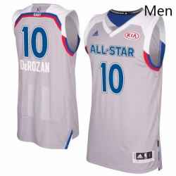 Mens Adidas Toronto Raptors 10 DeMar DeRozan Authentic Gray 2017 All Star NBA Jersey