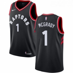 Mens Nike Toronto Raptors 1 Tracy Mcgrady Swingman Black Alternate NBA Jersey Statement Edition