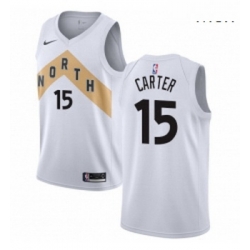 Mens Nike Toronto Raptors 15 Vince Carter Swingman White NBA Jersey City Edition