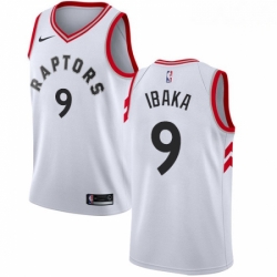 Mens Nike Toronto Raptors 9 Serge Ibaka Swingman White NBA Jersey Association Edition