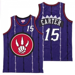 Raptors 15 Vince Carter Purple Red Big Logo Retro Jersey 4