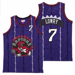 Raptors 7 Kyle Lowry Purple Big Gray Red Logo Retro Jersey1