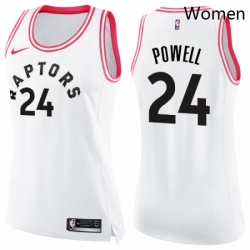 Womens Nike Toronto Raptors 24 Norman Powell Swingman WhitePink Fashion NBA Jersey 