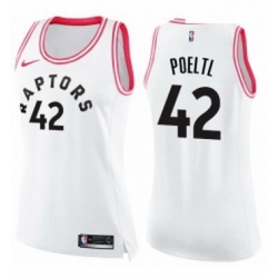 Womens Nike Toronto Raptors 42 Jakob Poeltl Swingman WhitePink Fashion NBA Jersey