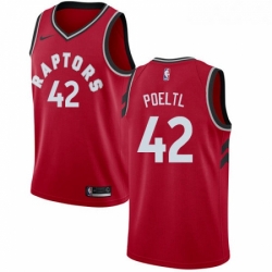 Youth Nike Toronto Raptors 42 Jakob Poeltl Swingman Red Road NBA Jersey Icon Edition