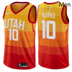 Mens Nike Utah Jazz 10 Alec Burks Swingman Orange NBA Jersey City Edition