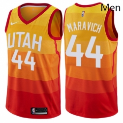 Mens Nike Utah Jazz 44 Pete Maravich Swingman Orange NBA Jersey City Edition