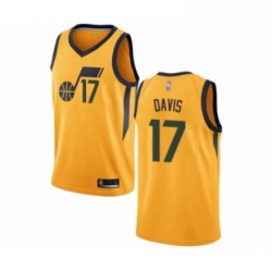 Mens Utah Jazz 17 Ed Davis Authentic Gold Basketball Jersey Statement Edition 