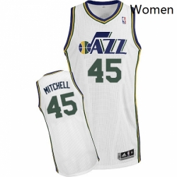 Womens Adidas Utah Jazz 45 Donovan Mitchell Authentic White Home NBA Jersey 