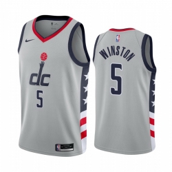 Men Nike Washington Wizards 5 Cassius Winston Gray NBA Swingman 2020 21 City Edition Jersey