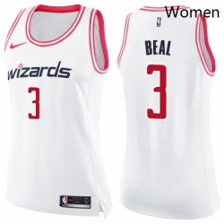 Womens Nike Washington Wizards 3 Bradley Beal Swingman WhitePink Fashion NBA Jersey 