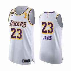 Los Angeles Lakers 2020 NBA Finals Champions LeBron James White Social justice Jersey Association