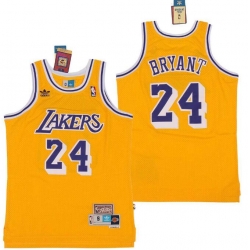 Men Adidas Lakers 24 Kobe Bryant Yellow Throwback Stitched NBA Jersey