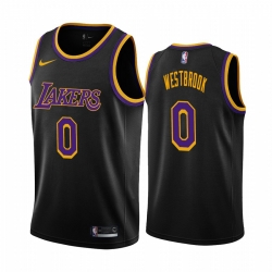 Men Los Angeles Lakers 0 Russell Westbrook Black NBA Swingman 2020 21 Earned Edition Jersey 52