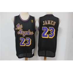 Men Los Angeles Lakers 23 Lebron James Black Mesh Hardwood Classics Jersey