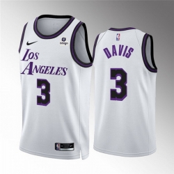 Men Los Angeles Lakers 3 Anthony Davis White City Edition Stitched Basketball Jersey