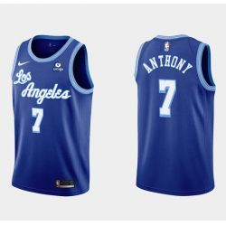 Men Los Angeles Lakers 7 Carmelo Anthony Blue Bibigo Stitched NBA Jersey