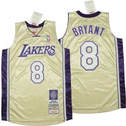 Men Los Angeles Lakers 8 Kobe Bryant Gold 1996 2016 The hall of fame Throwback Jerseys