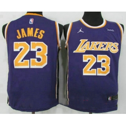 Men Men Los Angeles Lakers 23 LeBron James Purple 2021 Brand Jordan Swingman Stitched 