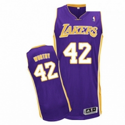 Mens Adidas Los Angeles Lakers 42 James Worthy Authentic Purple Road NBA Jersey