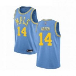 Mens Los Angeles Lakers 14 Danny Green Authentic Blue Hardwood Classics Basketball Jersey 