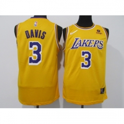 Men's Los Angeles Lakers #3 Anthony Davis Yellow 75th Anniversary Stitched Basketball Jersey