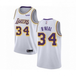 Mens Los Angeles Lakers 34 Shaquille ONeal Authentic White Basketball Jerseys Association Editi