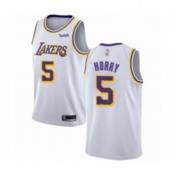 Mens Los Angeles Lakers 5 Robert Horry Authentic White Basketball Jerseys Association Edition