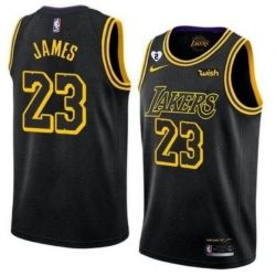 Men's Los Angeles Lakers Black #23 LeBron James With Gigi Patch Stitched NBA Jersey