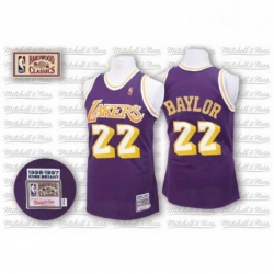 Mens Mitchell and Ness Los Angeles Lakers 22 Elgin Baylor Authentic Purple Throwback NBA Jersey