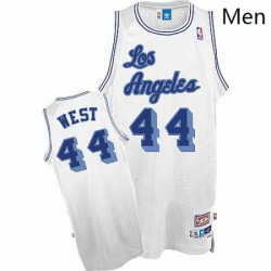 Mens Mitchell and Ness Los Angeles Lakers 44 Jerry West Authentic White Throwback NBA Jersey