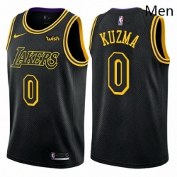 Mens Nike Los Angeles Lakers 0 Kyle Kuzma Authentic Black City Edition NBA Jersey 