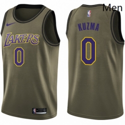 Mens Nike Los Angeles Lakers 0 Kyle Kuzma Swingman Green Salute to Service NBA Jersey 