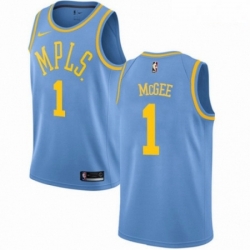 Mens Nike Los Angeles Lakers 1 JaVale McGee Authentic Blue Hardwood Classics NBA Jersey 