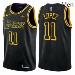 Mens Nike Los Angeles Lakers 11 Brook Lopez Authentic Black City Edition NBA Jersey 