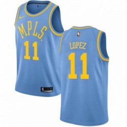 Mens Nike Los Angeles Lakers 11 Brook Lopez Authentic Blue Hardwood Classics NBA Jersey 