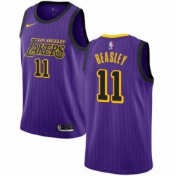 Mens Nike Los Angeles Lakers 11 Michael Beasley Swingman Purple NBA Jersey City Edition 