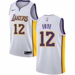 Mens Nike Los Angeles Lakers 12 Channing Frye Authentic White NBA Jersey Association Edition 